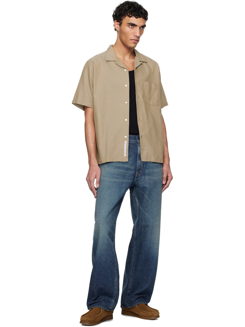 Nanamica Beige Open Collar Panama S/S Shirt outlook