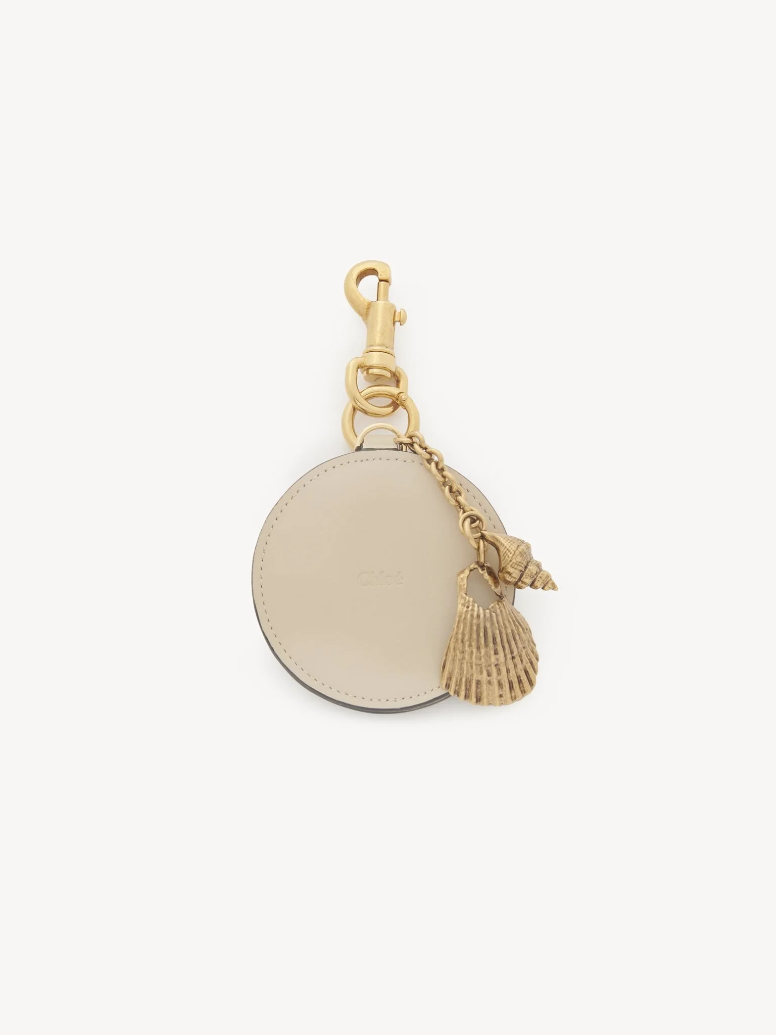 MIRROR KEY RING WITH SHELL IN SHINY LEATHER - 1