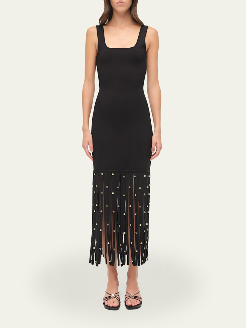 SIMKHAI Romelia Fringe Knit Midi Dress outlook