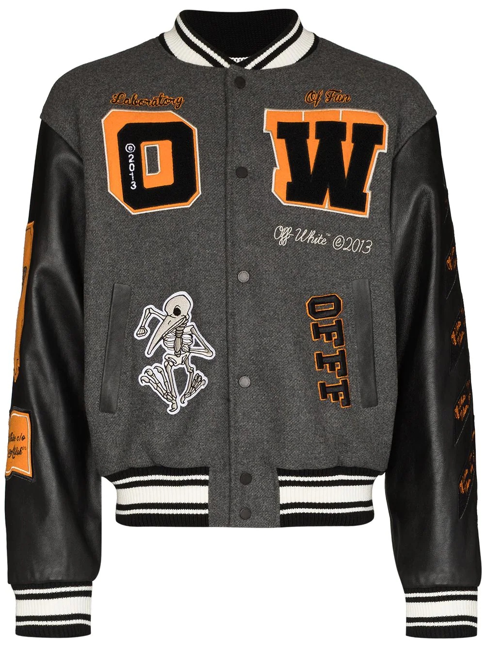 patch-embellished varsity bomber jacket - 1