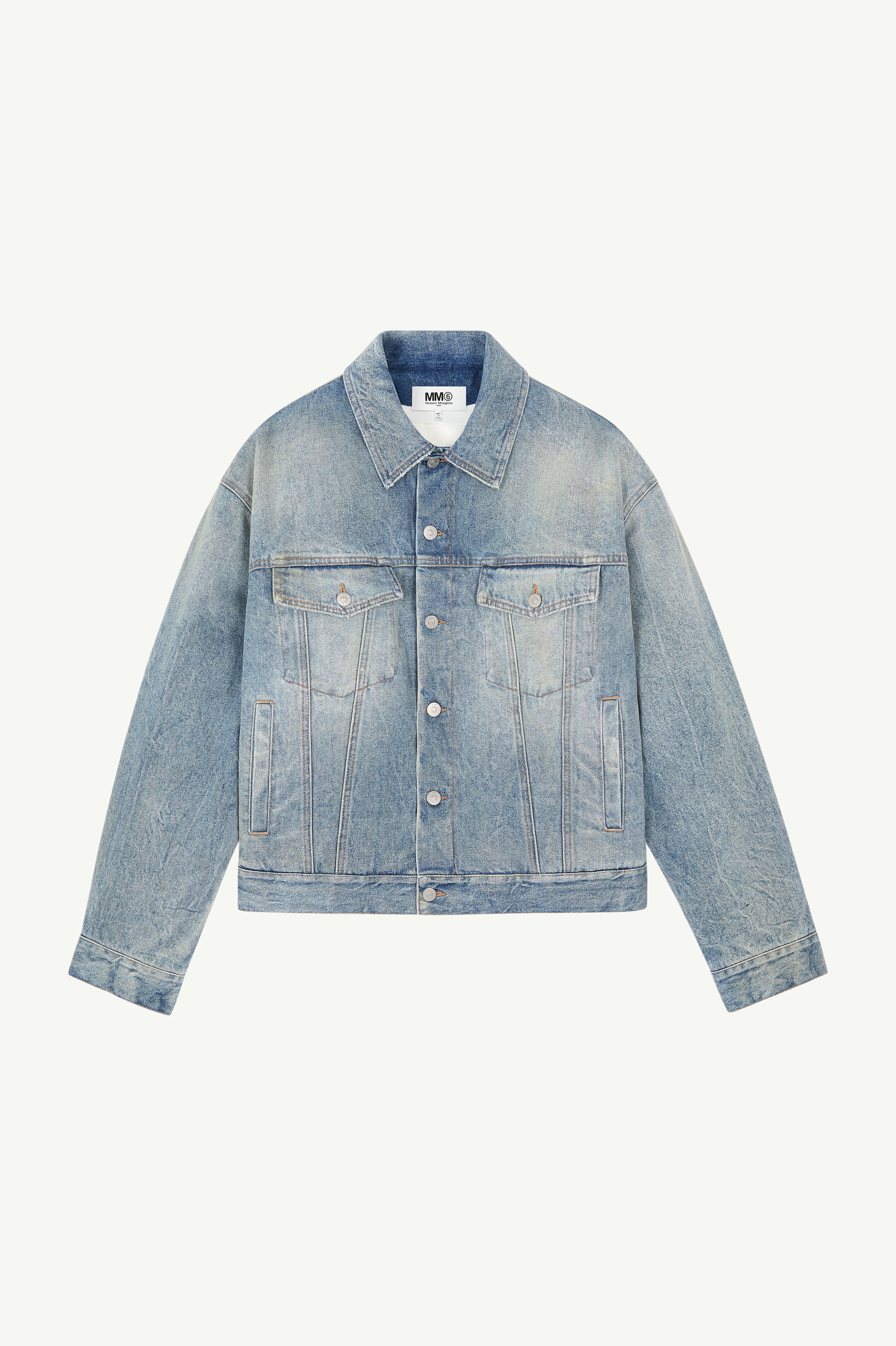 Maison Margiela Collarless Cropped Denim Jacket - Farfetch