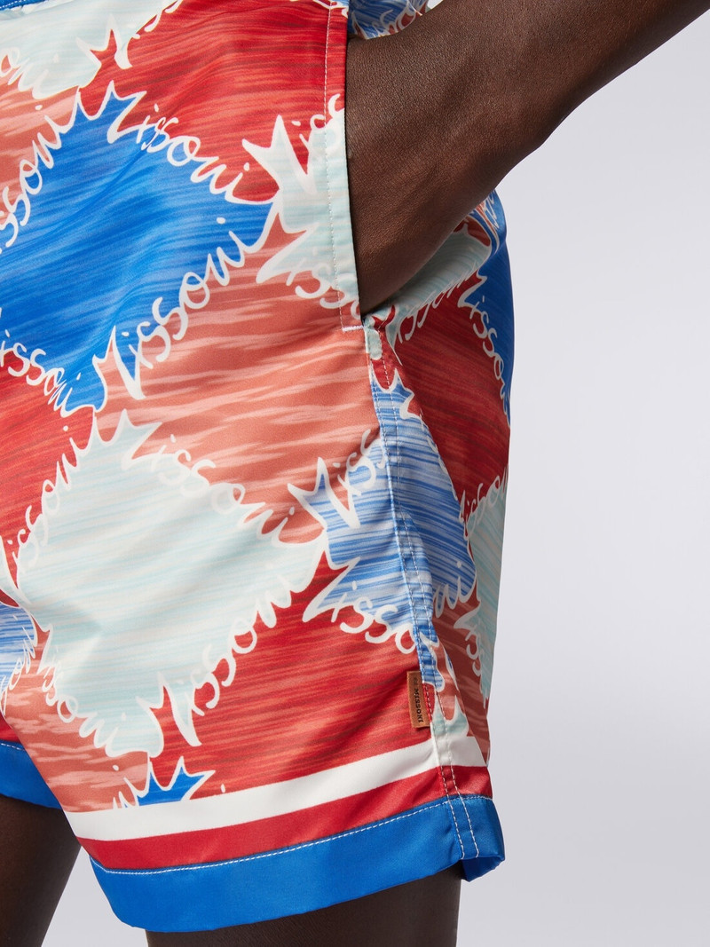Swimming trunks in slub nylon with logo print 5