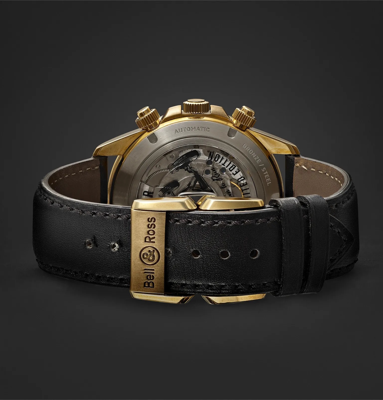 BR V2-94 Bellytanker Limited Edition Automatic Chronograph 41mm Bronze and Leather Watch - 3