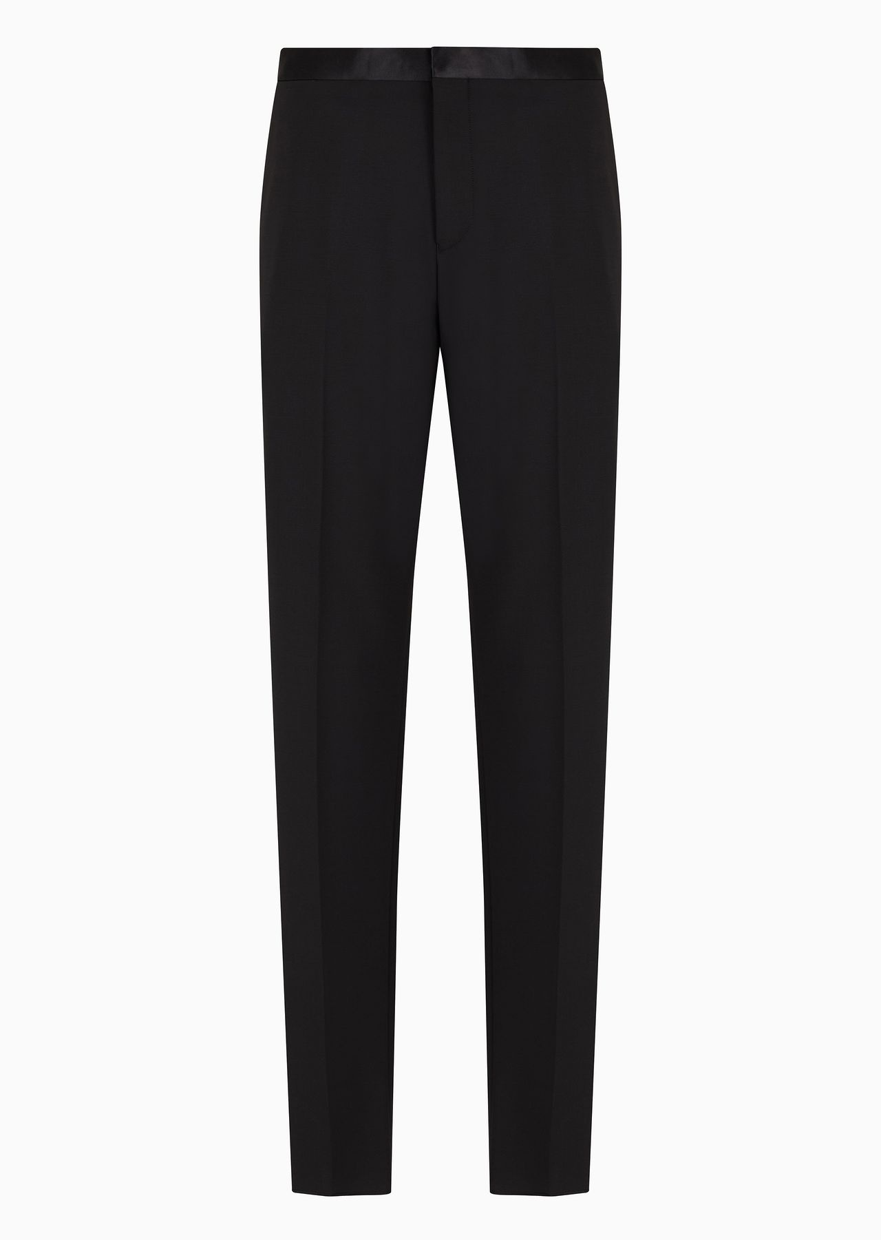 Virgin-wool two-way stretch canvas trousers with satin waist - 1