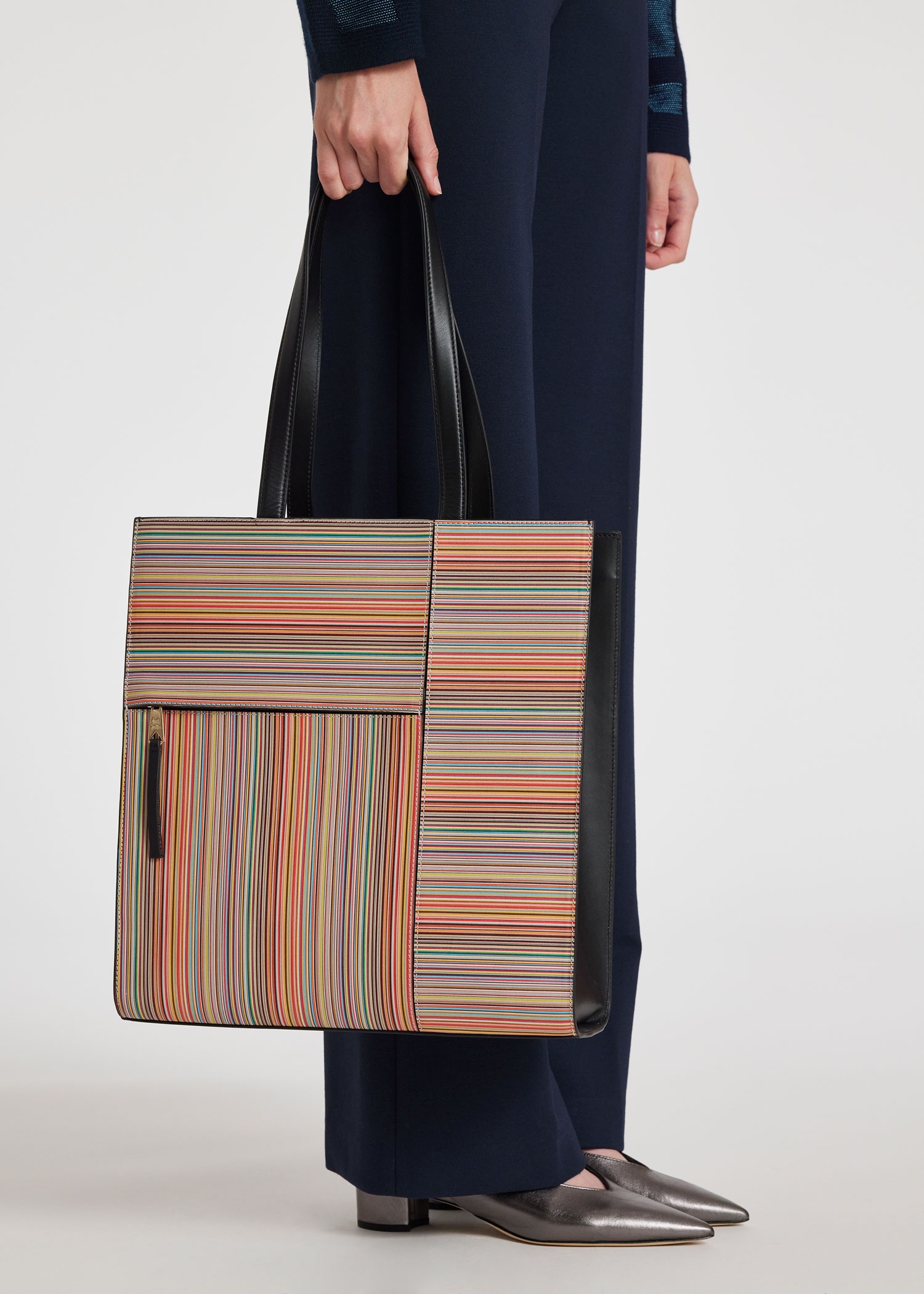 Leather 'Signature Stripe' Tote Bag - 7