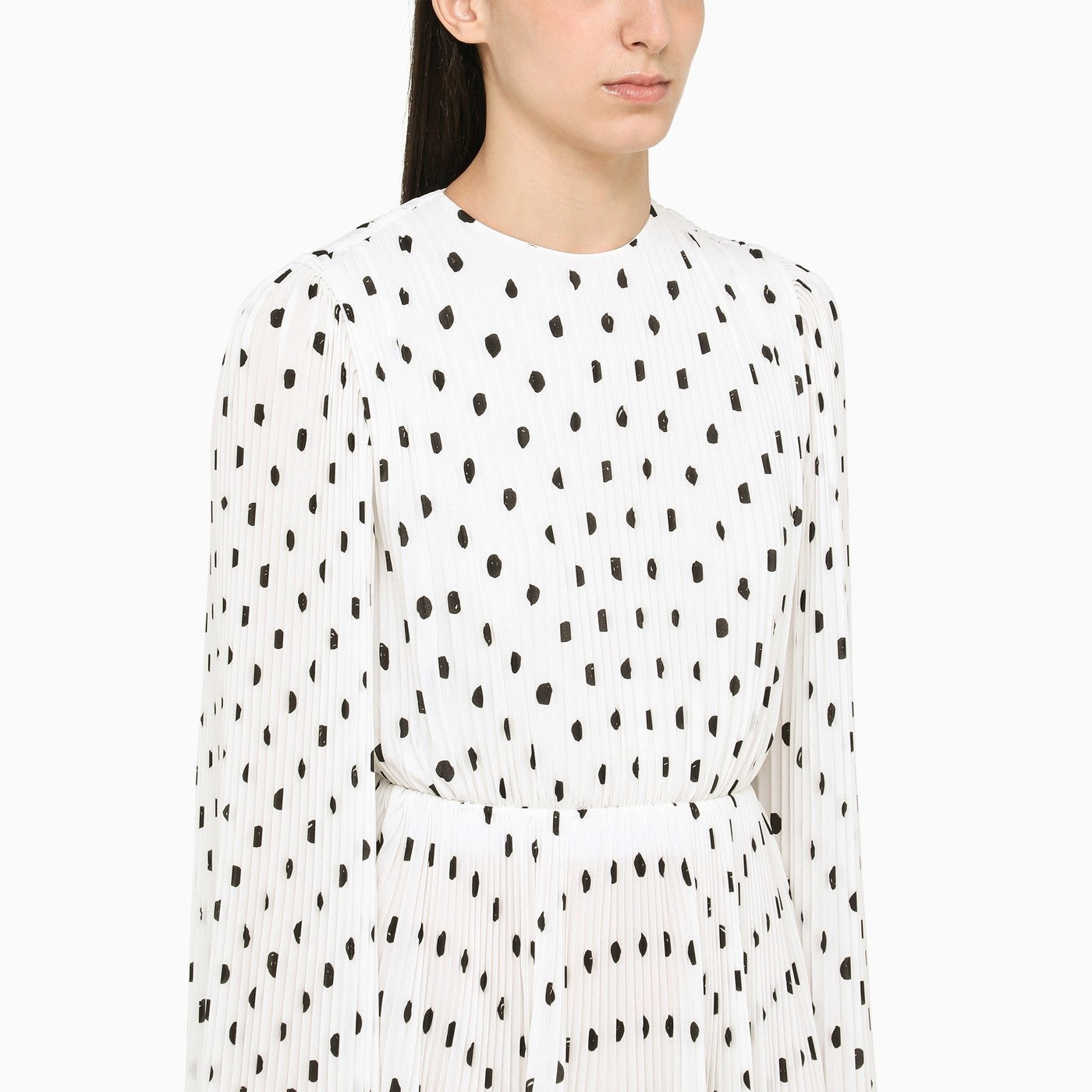 Balenciaga Hand Drawn Polka Dot White Dress - 4