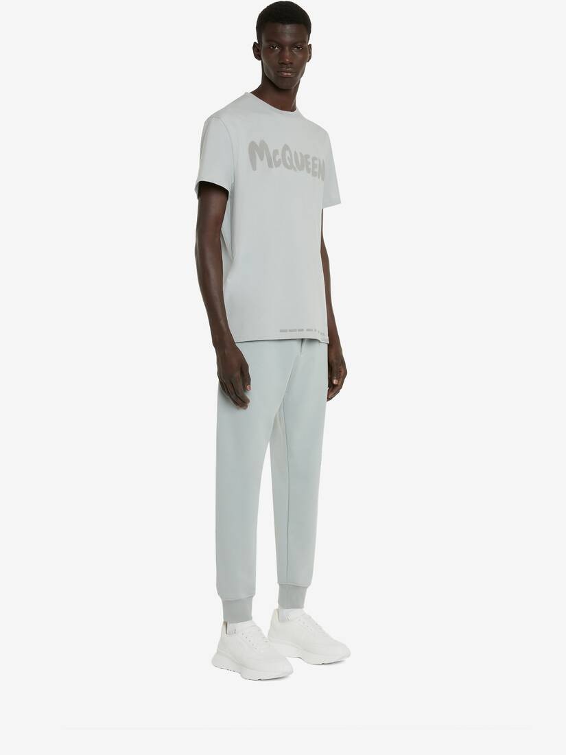 Men's McQueen Graffiti T-shirt in Dove Grey - 3