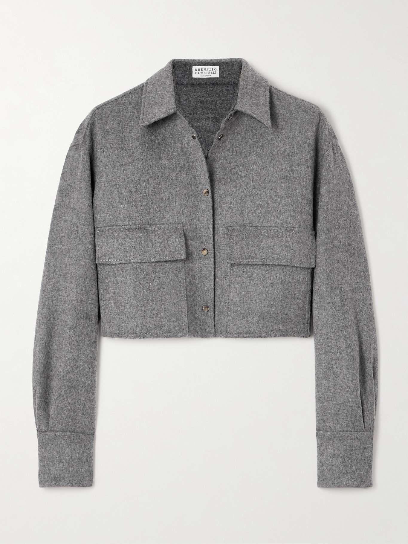 Cropped brushed-wool jacket - 1