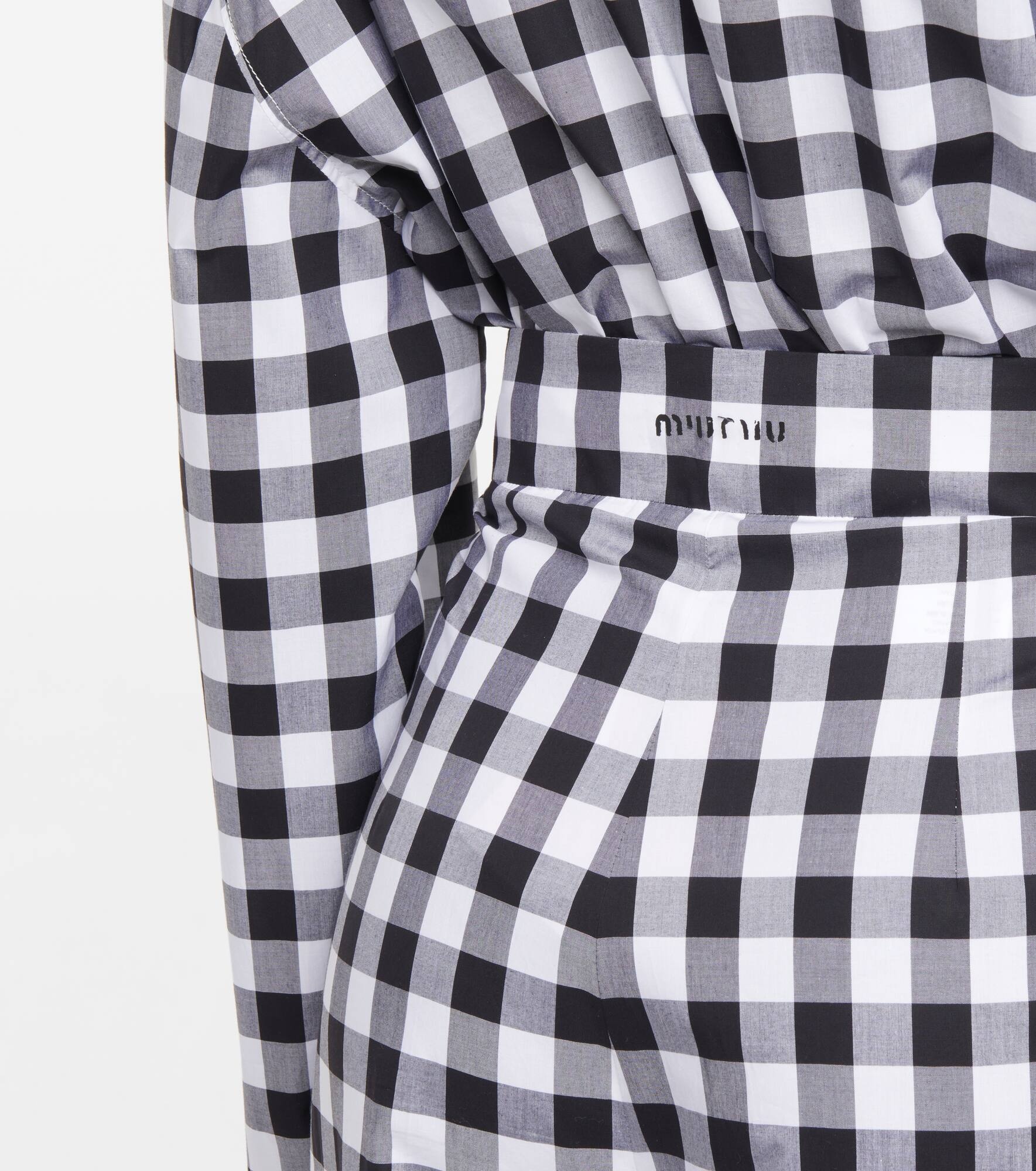 Gingham high-rise cotton pants - 5