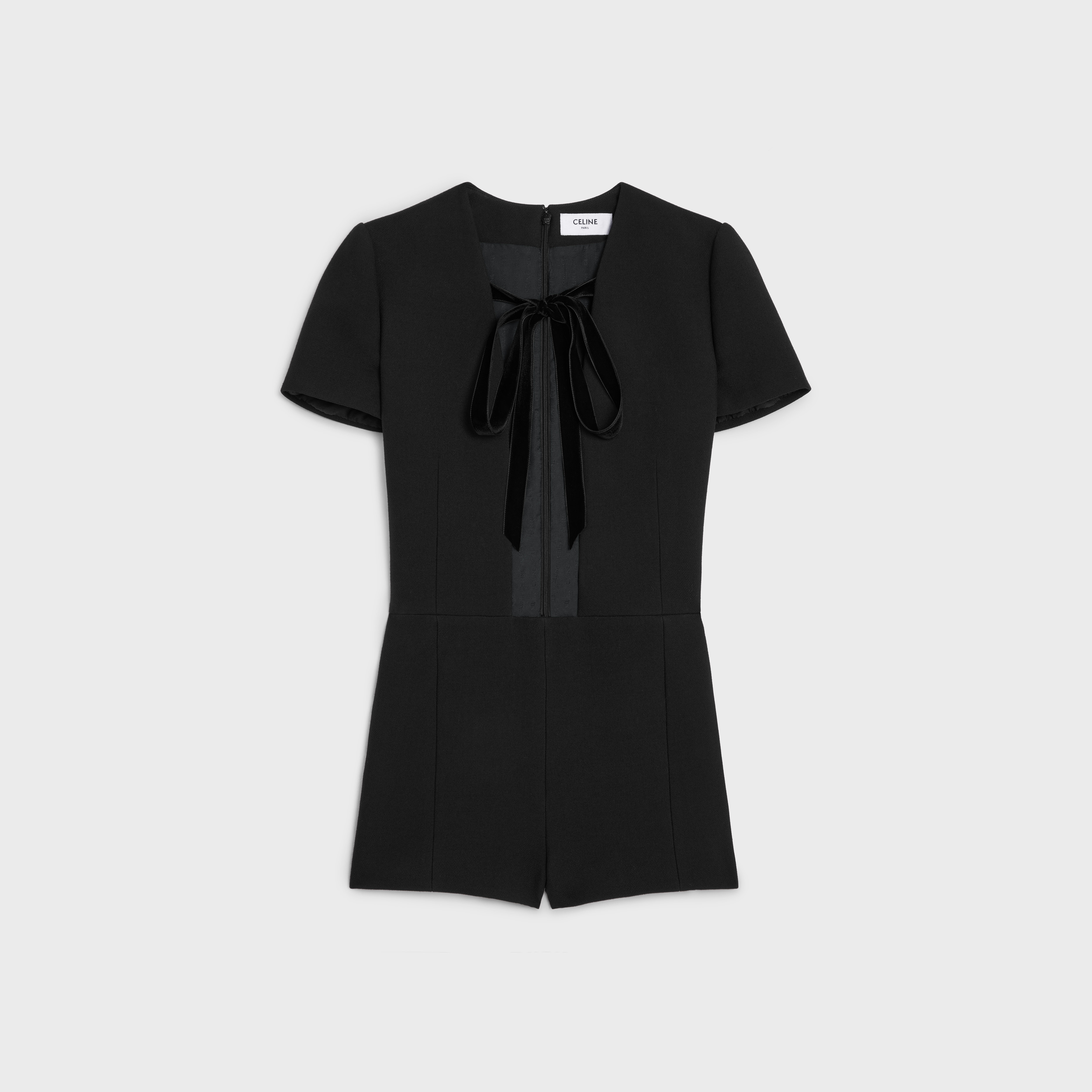 short jumpsuit in gauffered double wool - 1