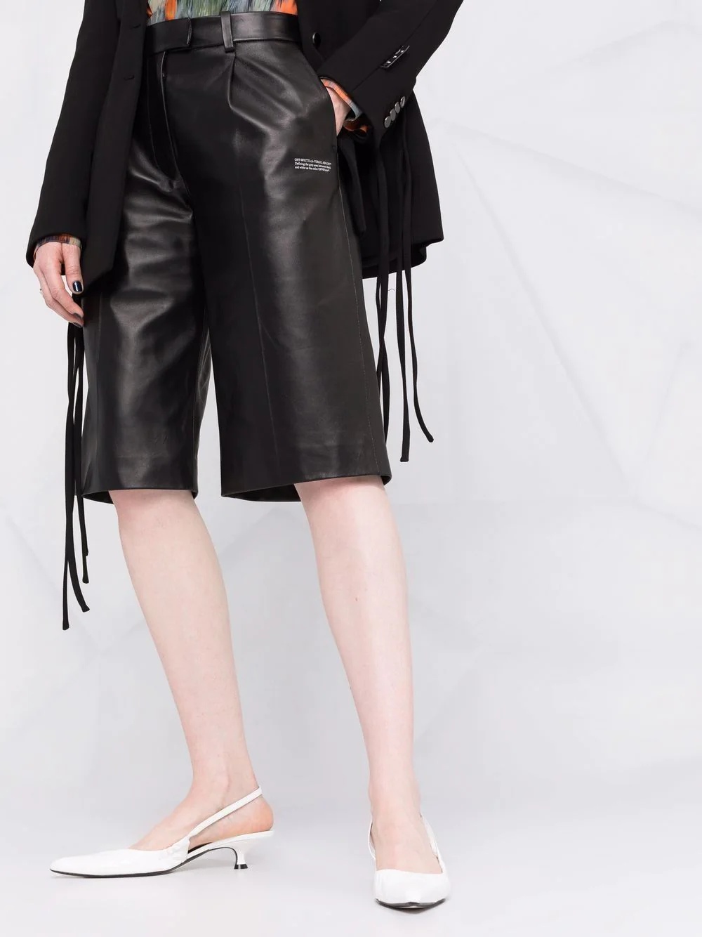 leather tailored shorts - 5