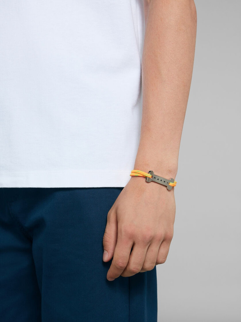 Marni ORANGE SHOELACE BRACELET WITH BONE PLAQUE outlook