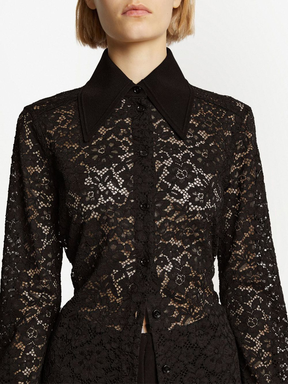 floral-lace detail shirt - 6