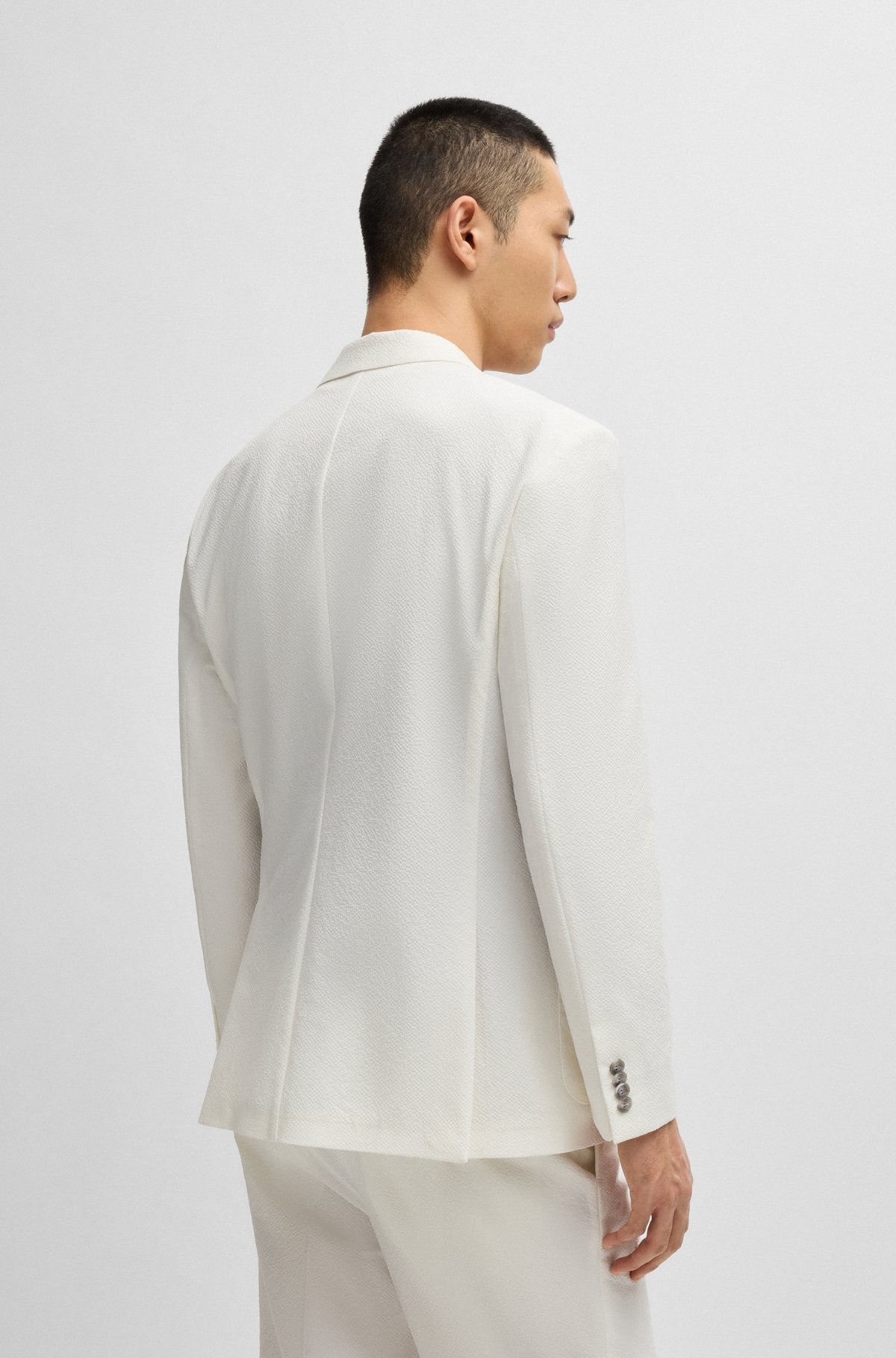 SLIM-FIT JACKET IN SEERSUCKER FABRIC - 4