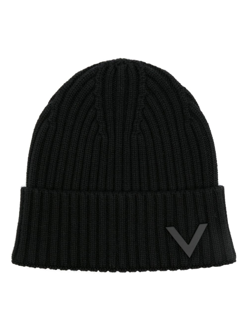 VLogo ribbed beanie - 1