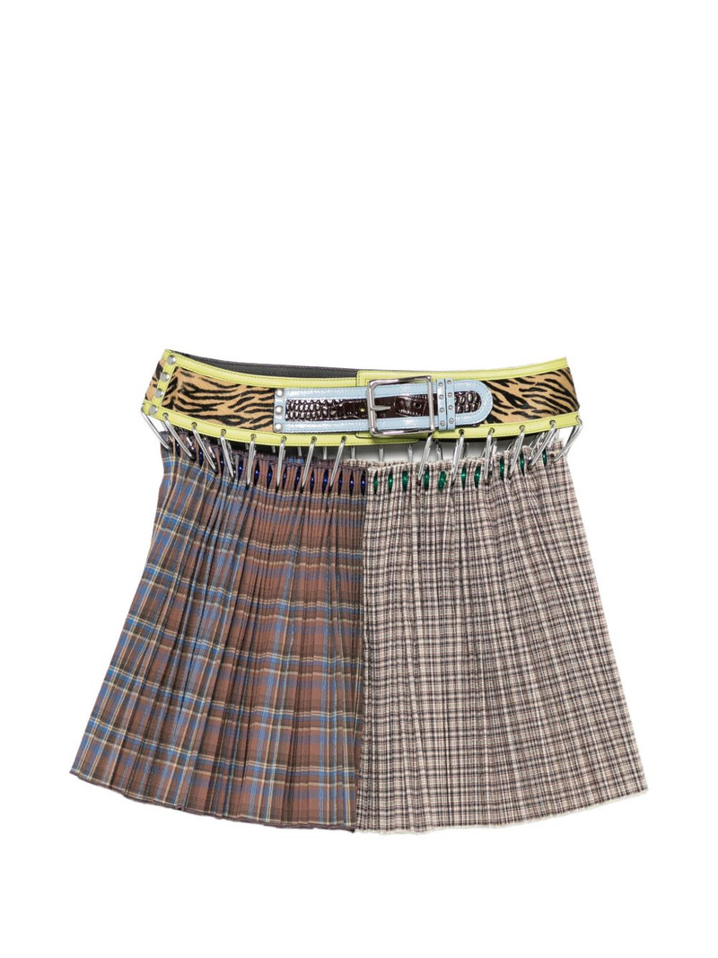 belted plaid mini skirt 1