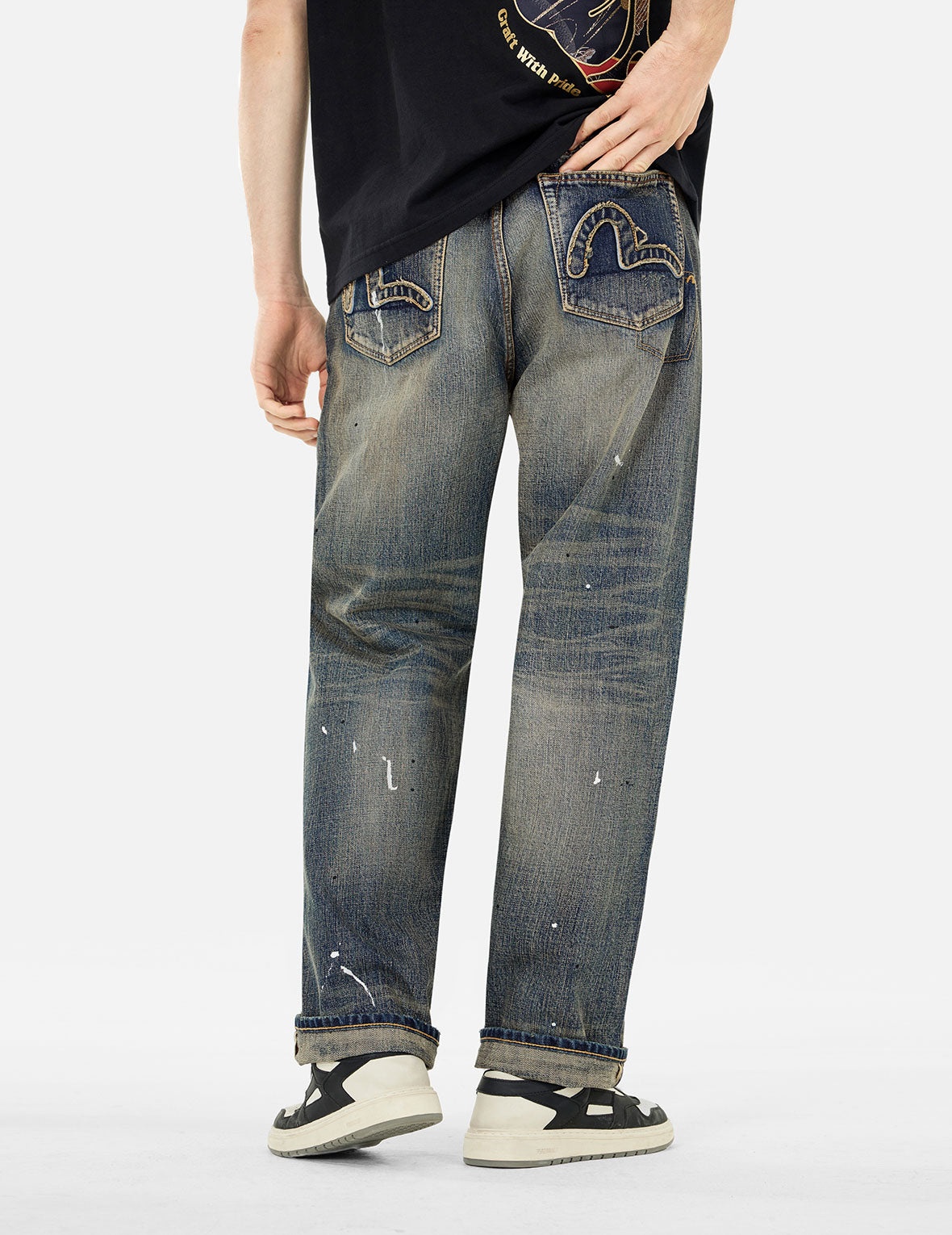 7-Pocket Design Vintage Washed Loose Fit Jeans #2038 - 8