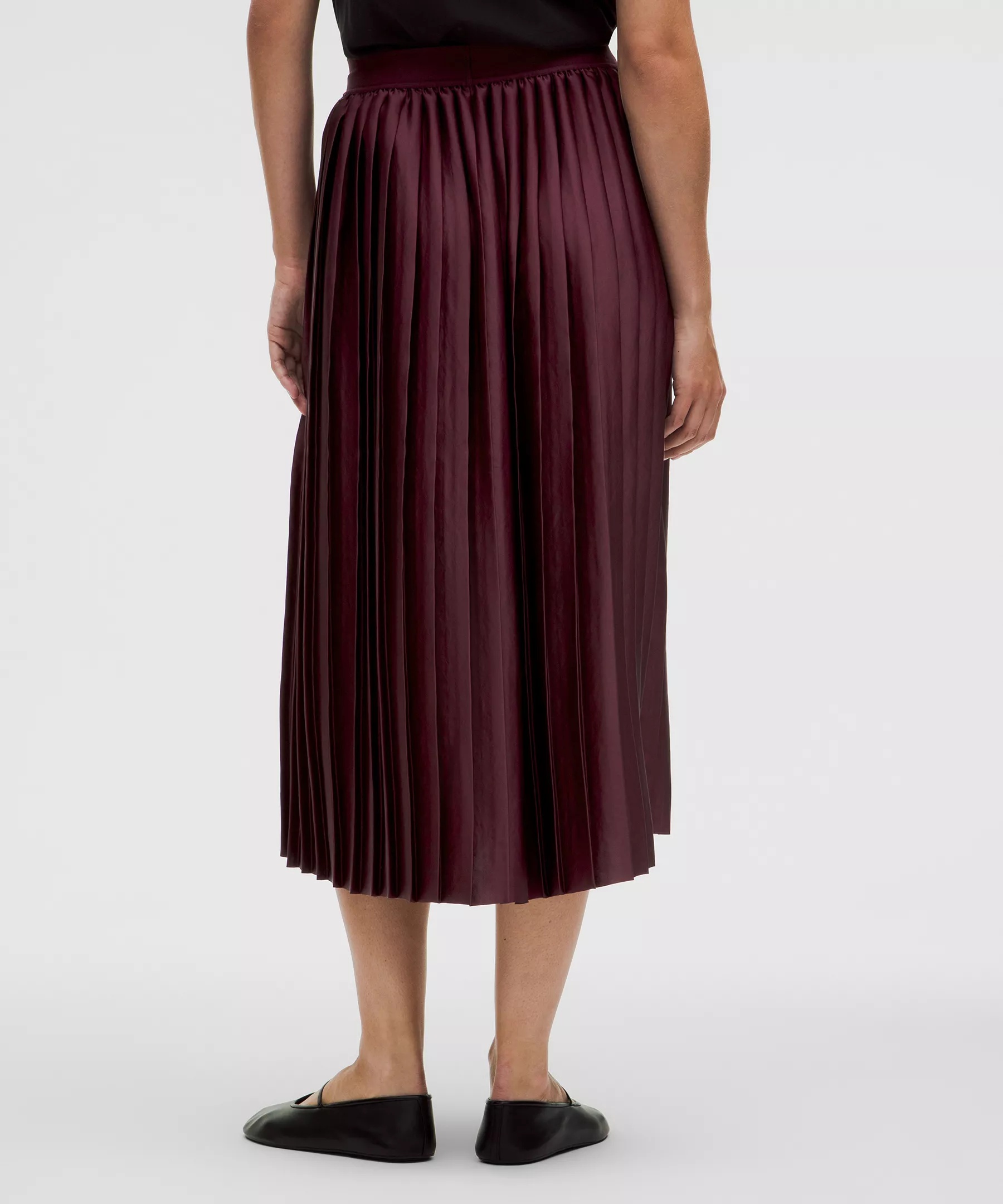 Satin Pleated Midi Skirt - 3