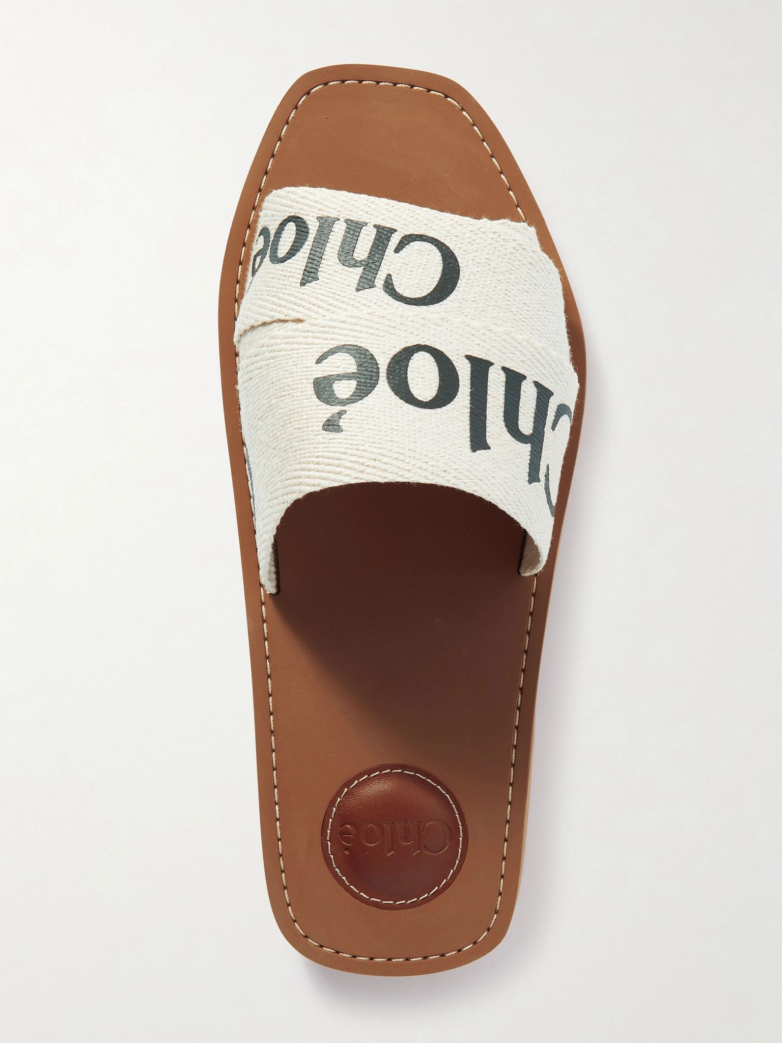Woody logo-print canvas slides White - 5