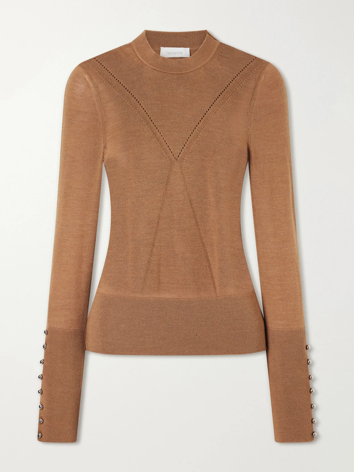 Ribbed Embellished Wool And Silk-blend Sweater - 1