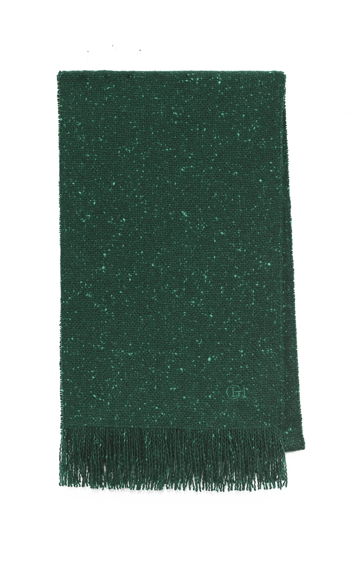Illumina Fringe Scarf in English Green Speckled Cashmere - 1