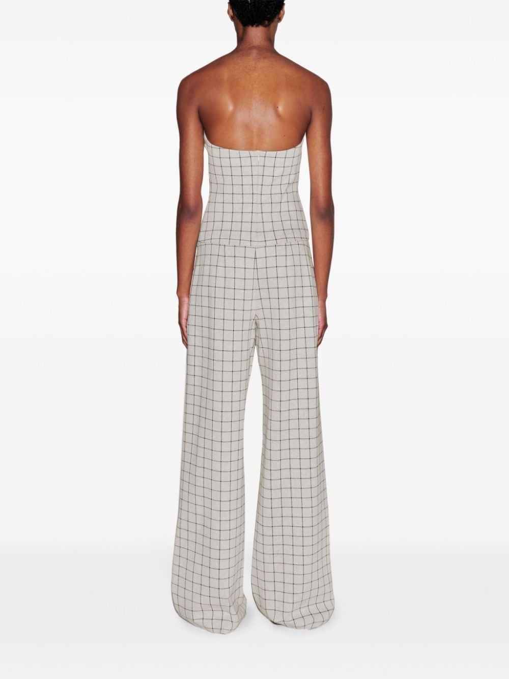 grid-pattern strapless top - 5
