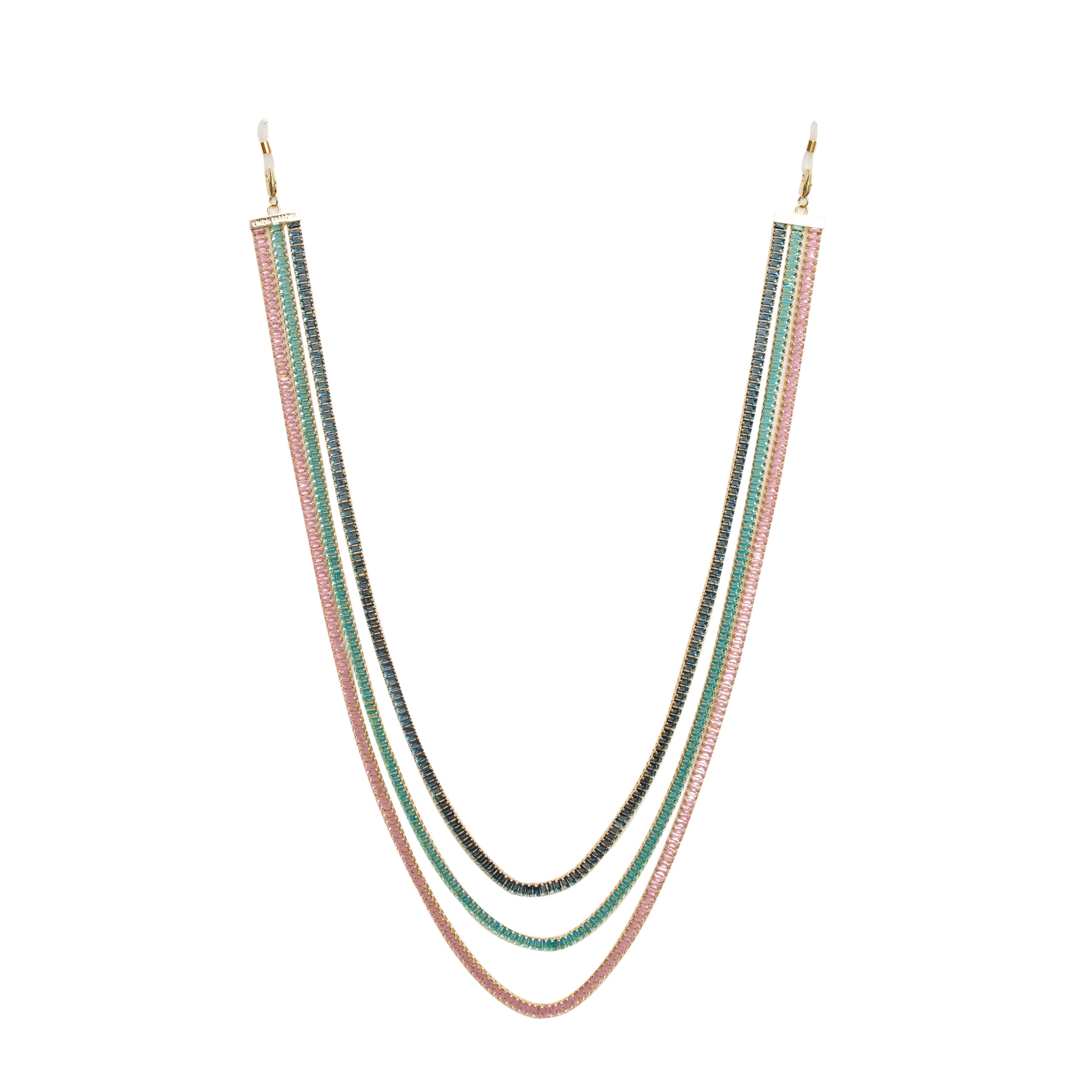 LINDA FARROW CRYSTAL CHAIN IN PINK GREEN AND BLUE - 2