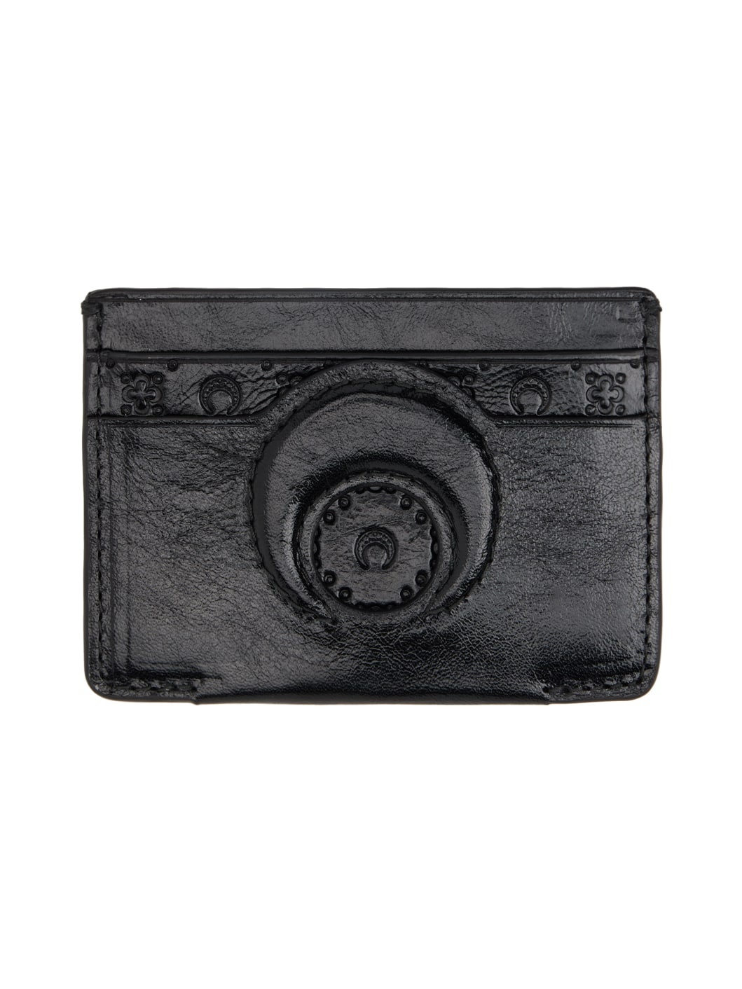 Black Embossed Leather Card Holder - 1