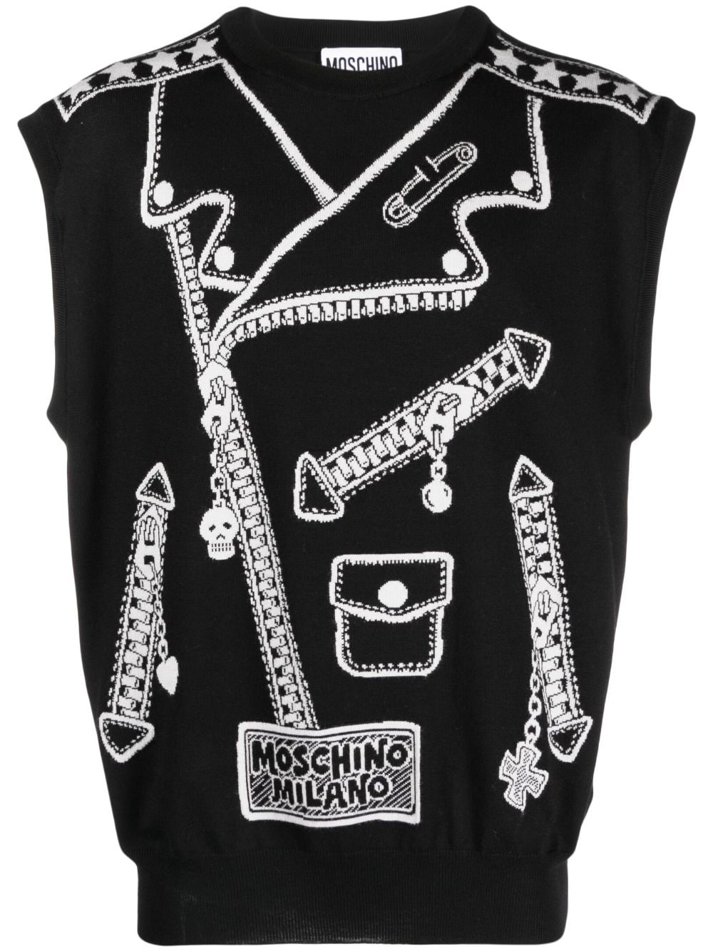 virgin-wool intarsia-knit vest - 1