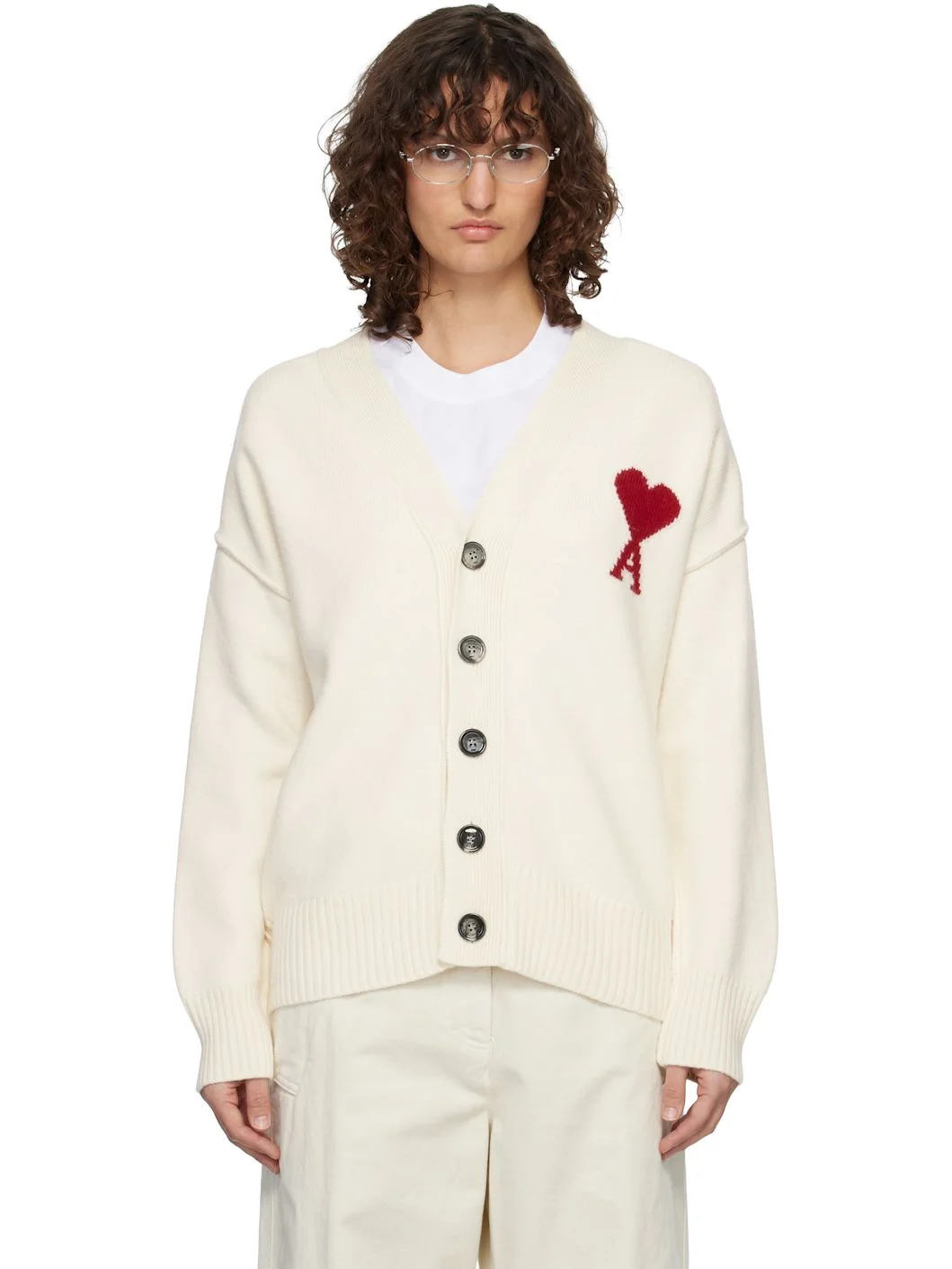 Off-White Wool Ami de Coeur Cardigan - 1
