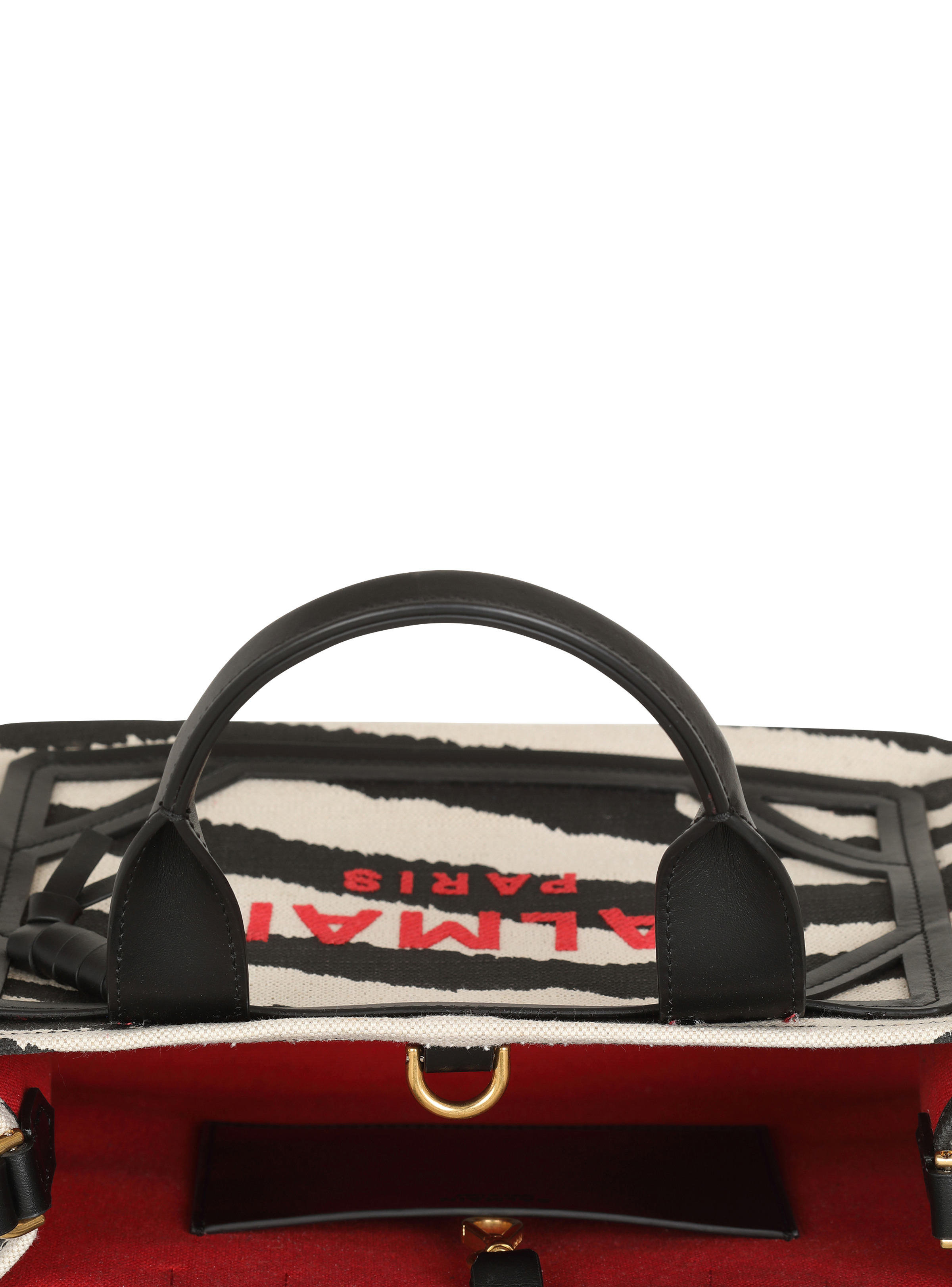 B-Army small zebra print canvas shopping bag with leather inserts - 5