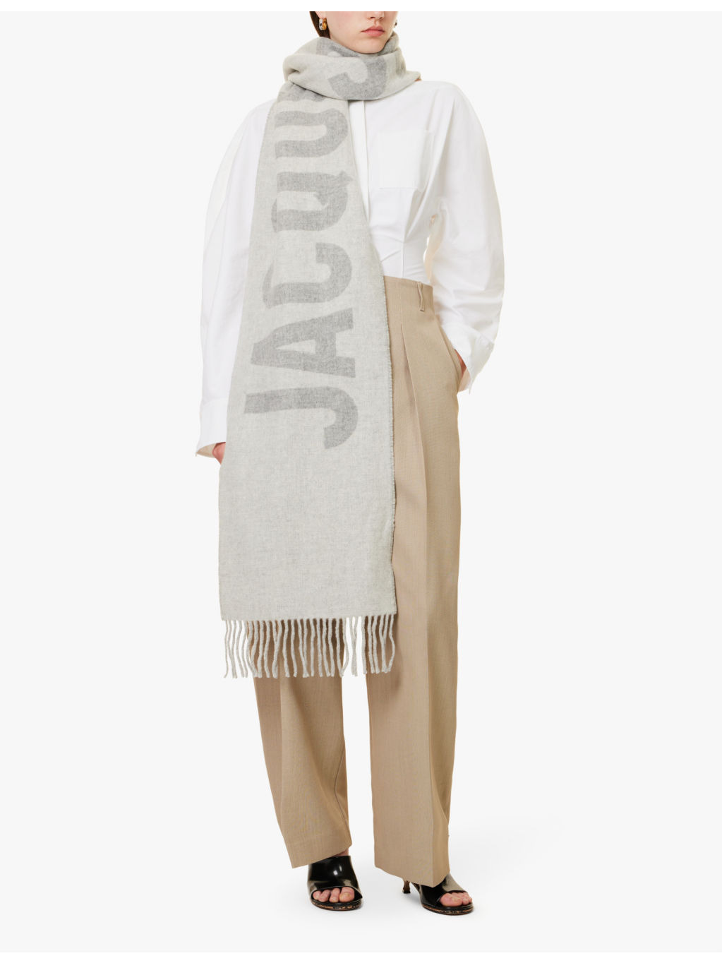L'echarpe branded wool knitted scarf - 2