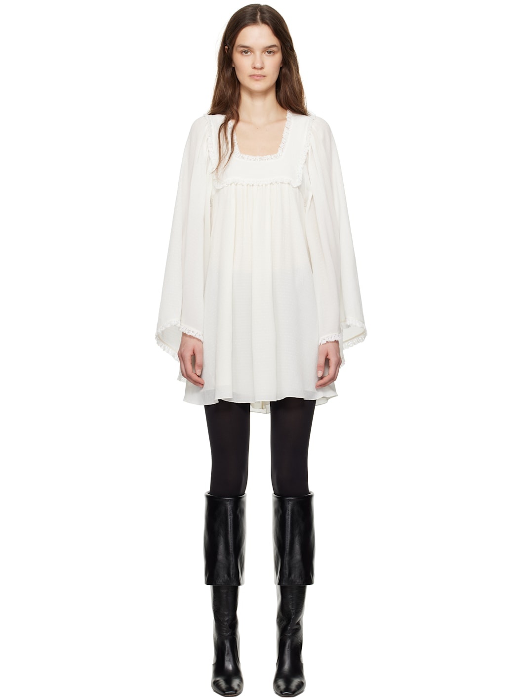 White Fluid Minidress - 1