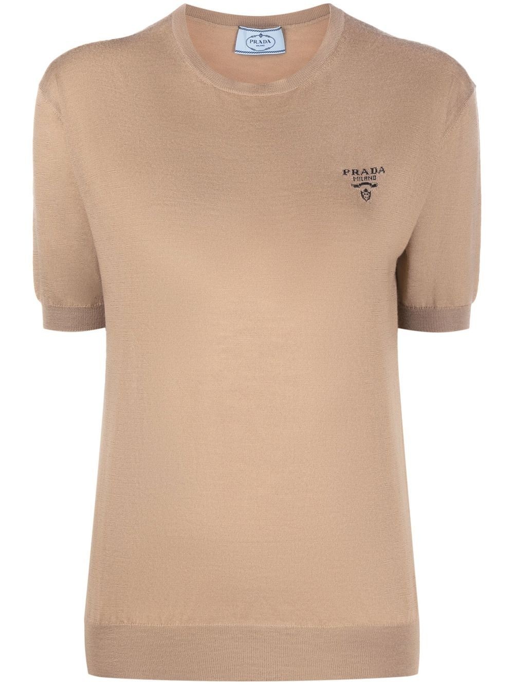 embroidered-logo knit top - 1