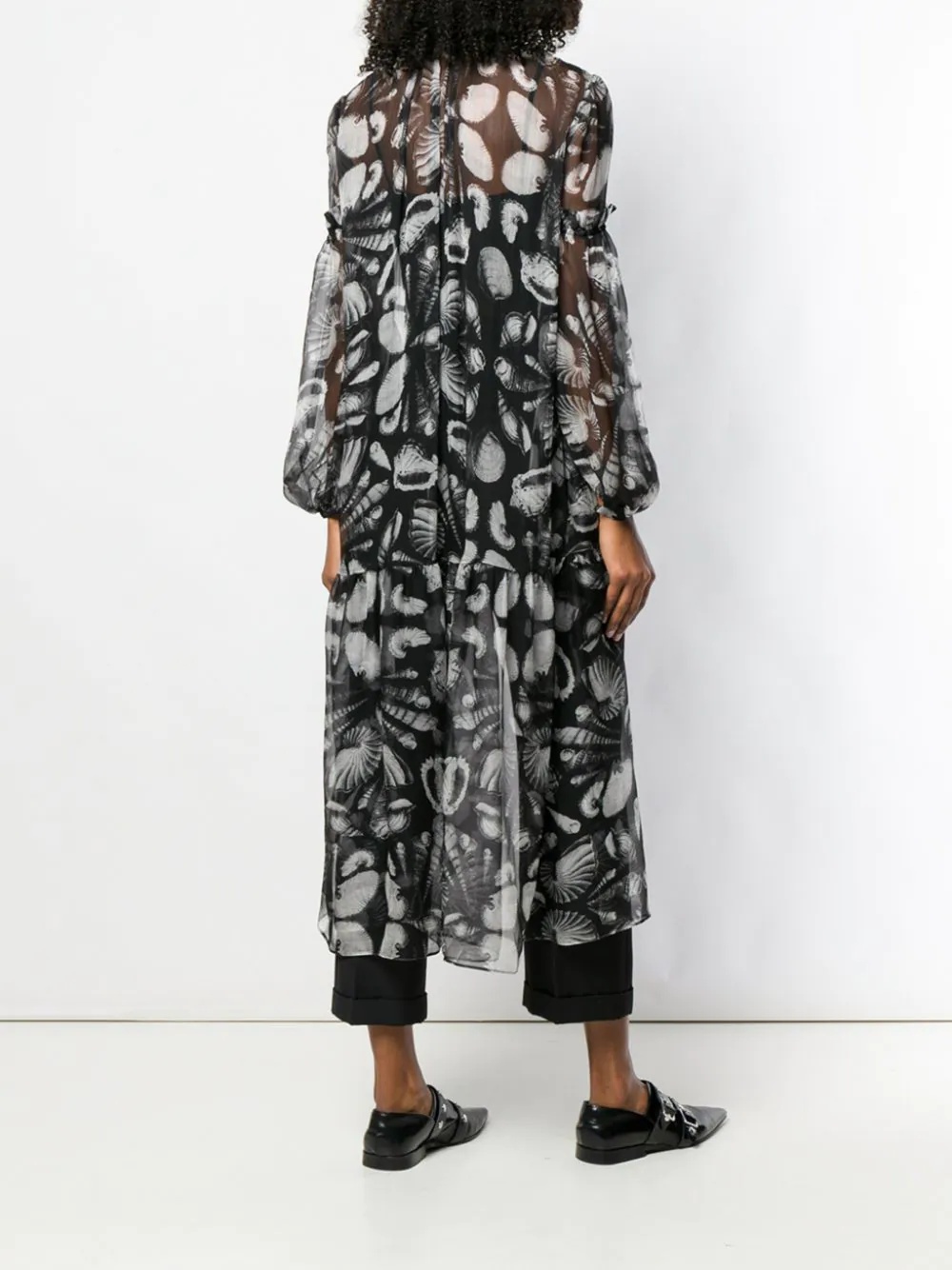 seashell print high-low blouse - 4