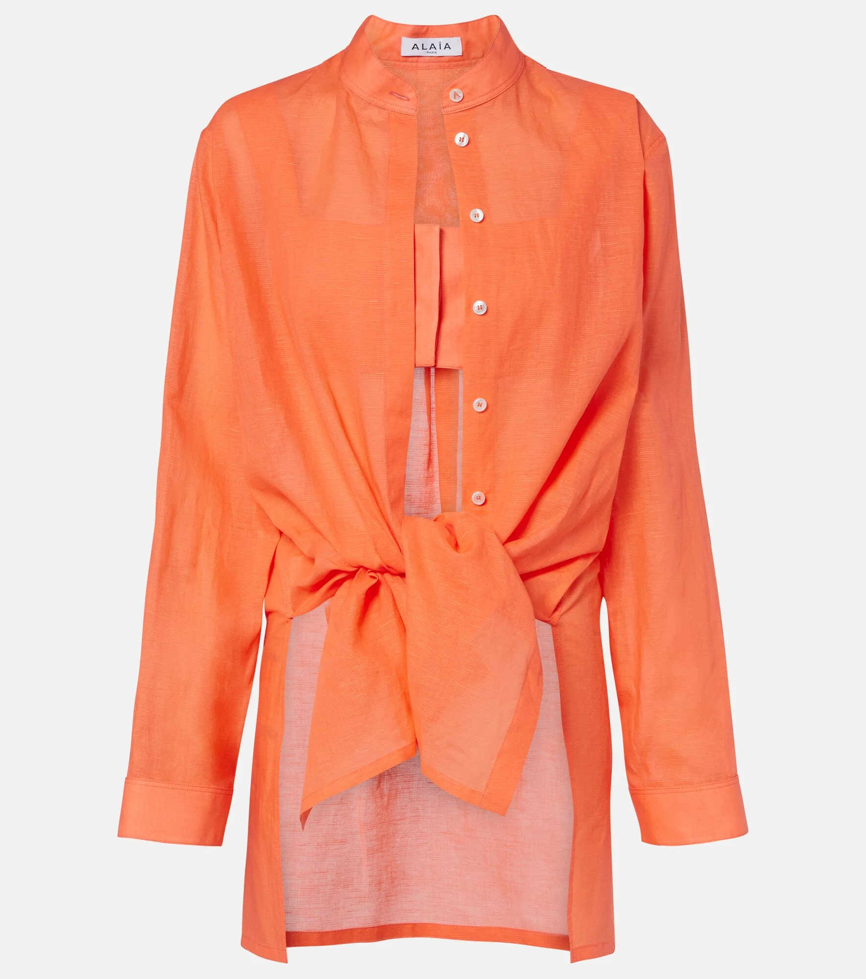 Layered cotton and linen shirt - 1