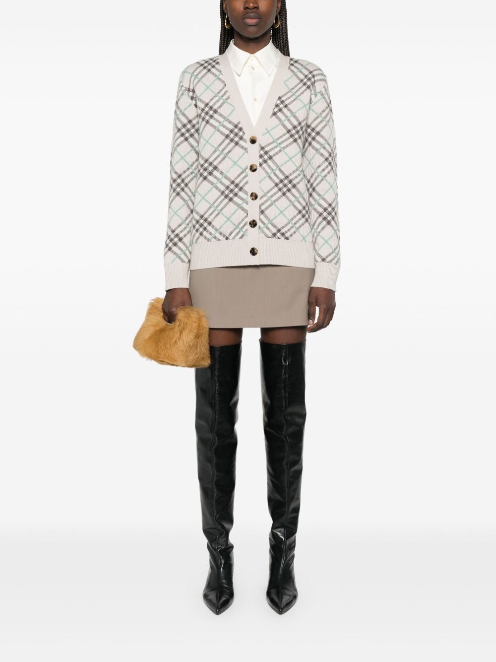 checked cardigan - 2