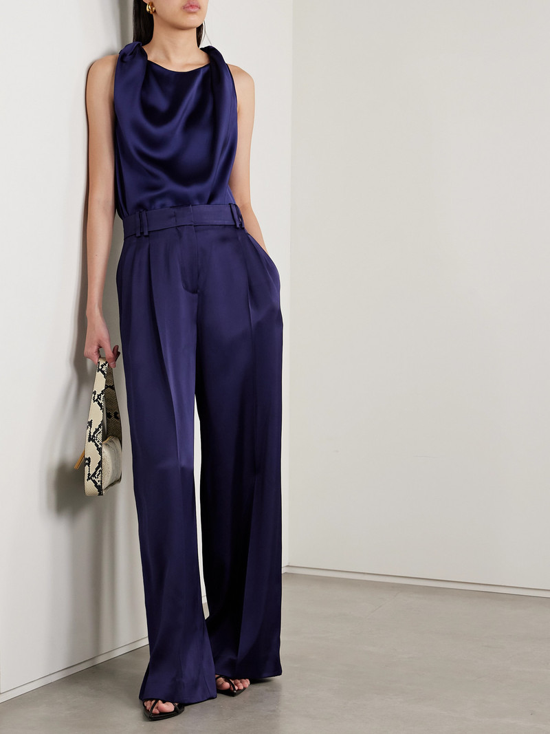 Another Tomorrow Pleated Satin Wide-leg Pants outlook