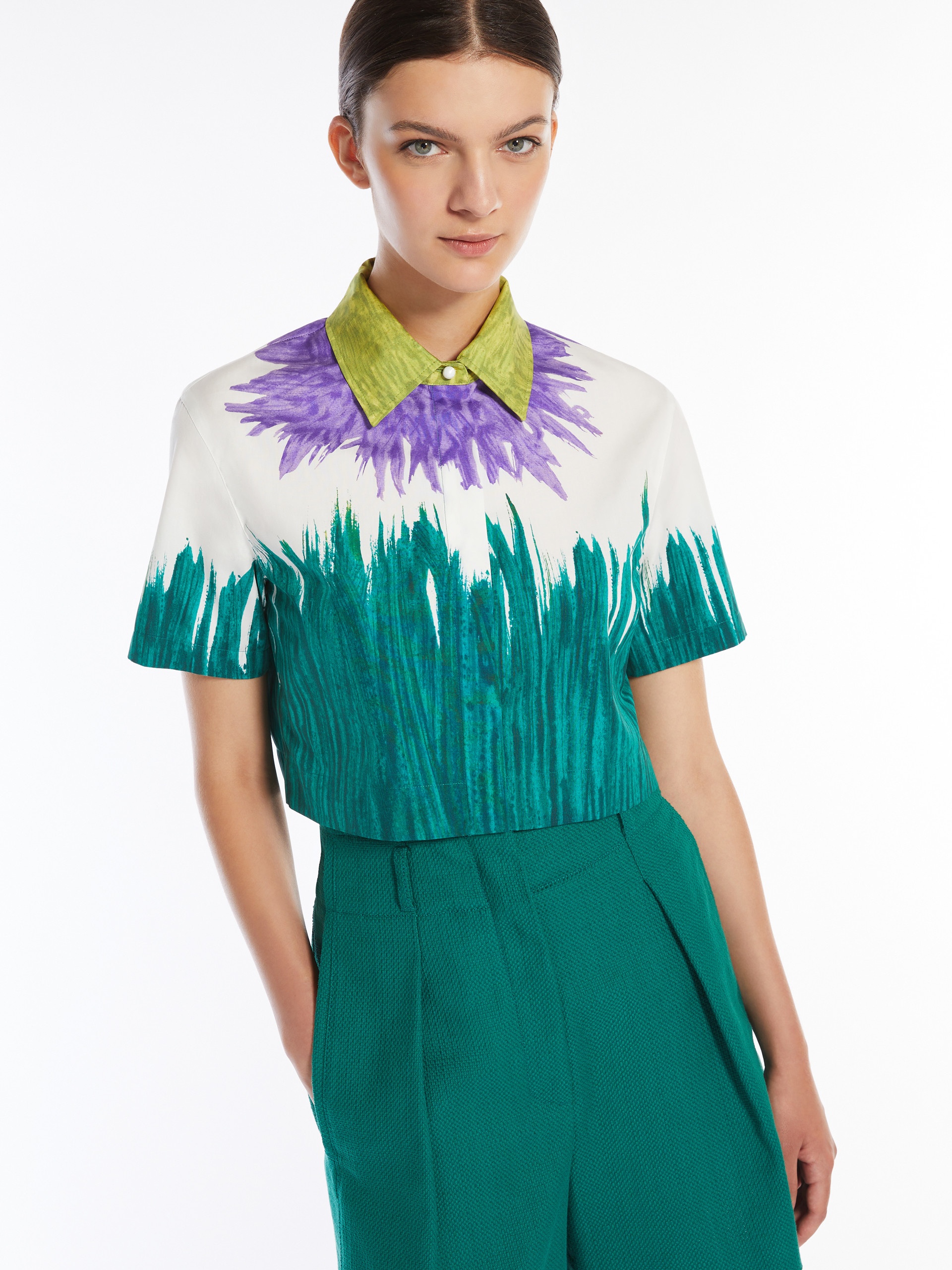 QUERO Printed cotton cropped shirt - 5