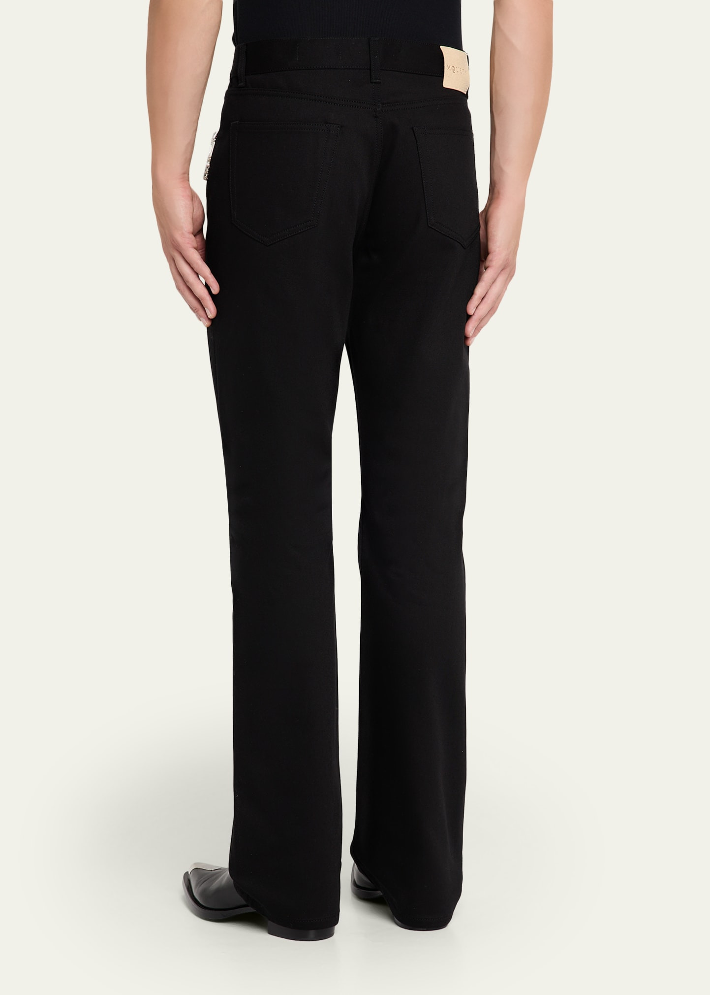 Men's Black Denim Slim Crystal-Trim Jeans - 3
