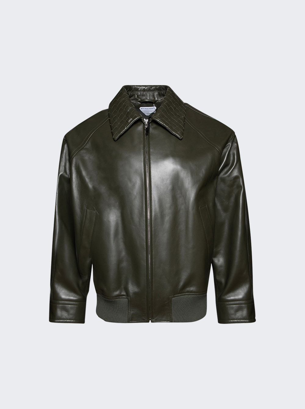 Intrecciato Leather Jacket Dark Forest - 1