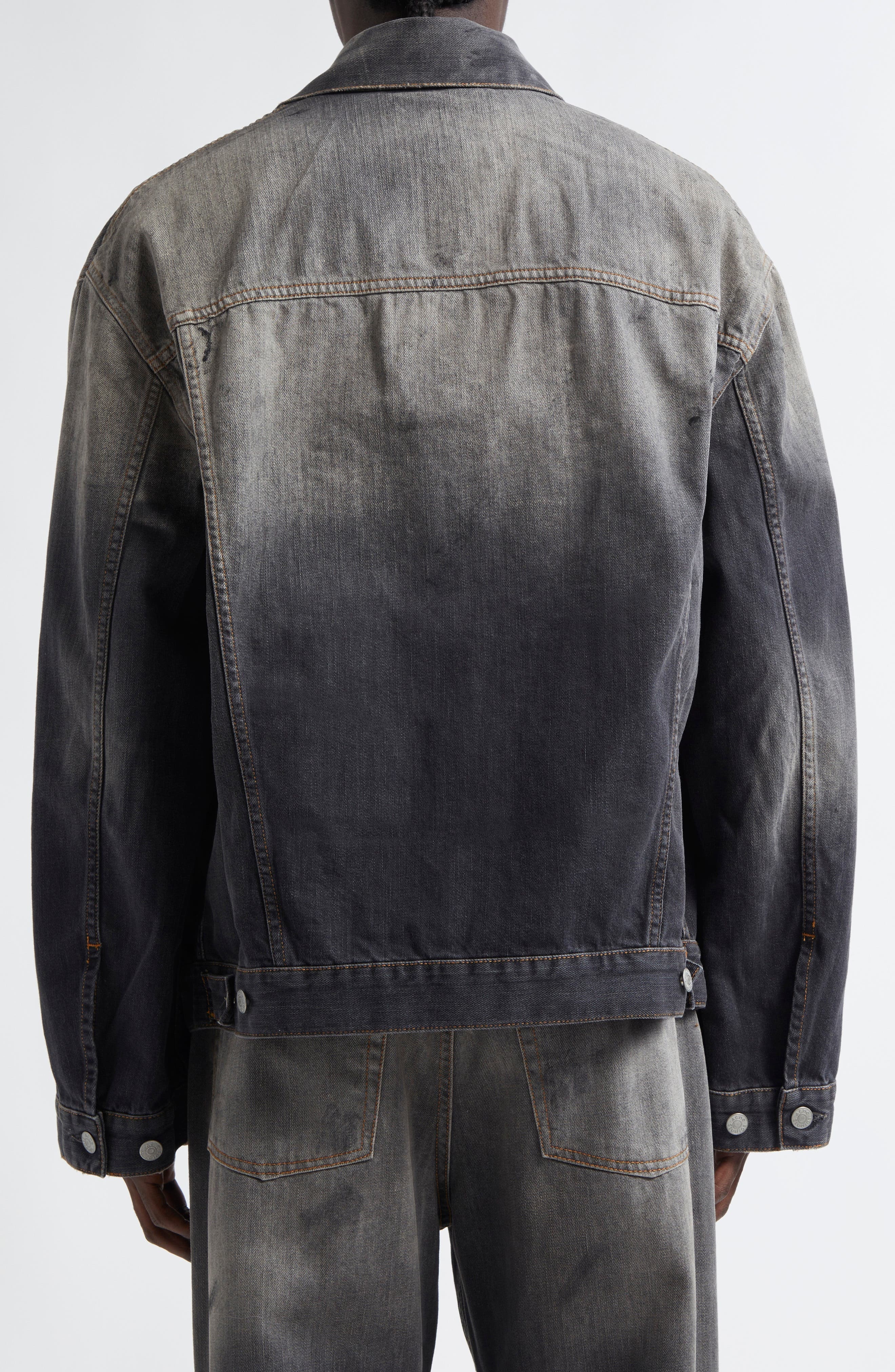 Acne Studios Oversize Paint Smudged Denim Jacket in Black at Nordstrom - 3