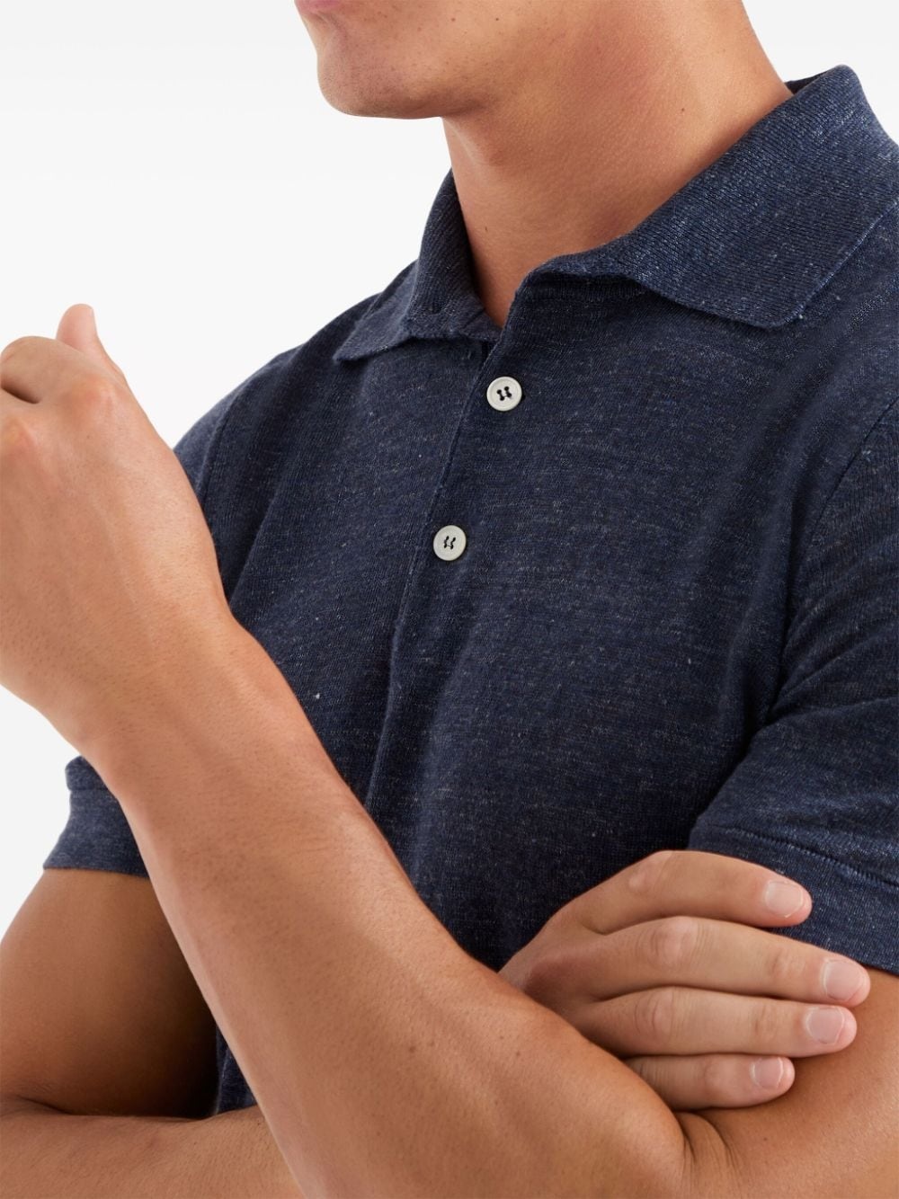 ribbed-collar slub-texture polo shirt - 4