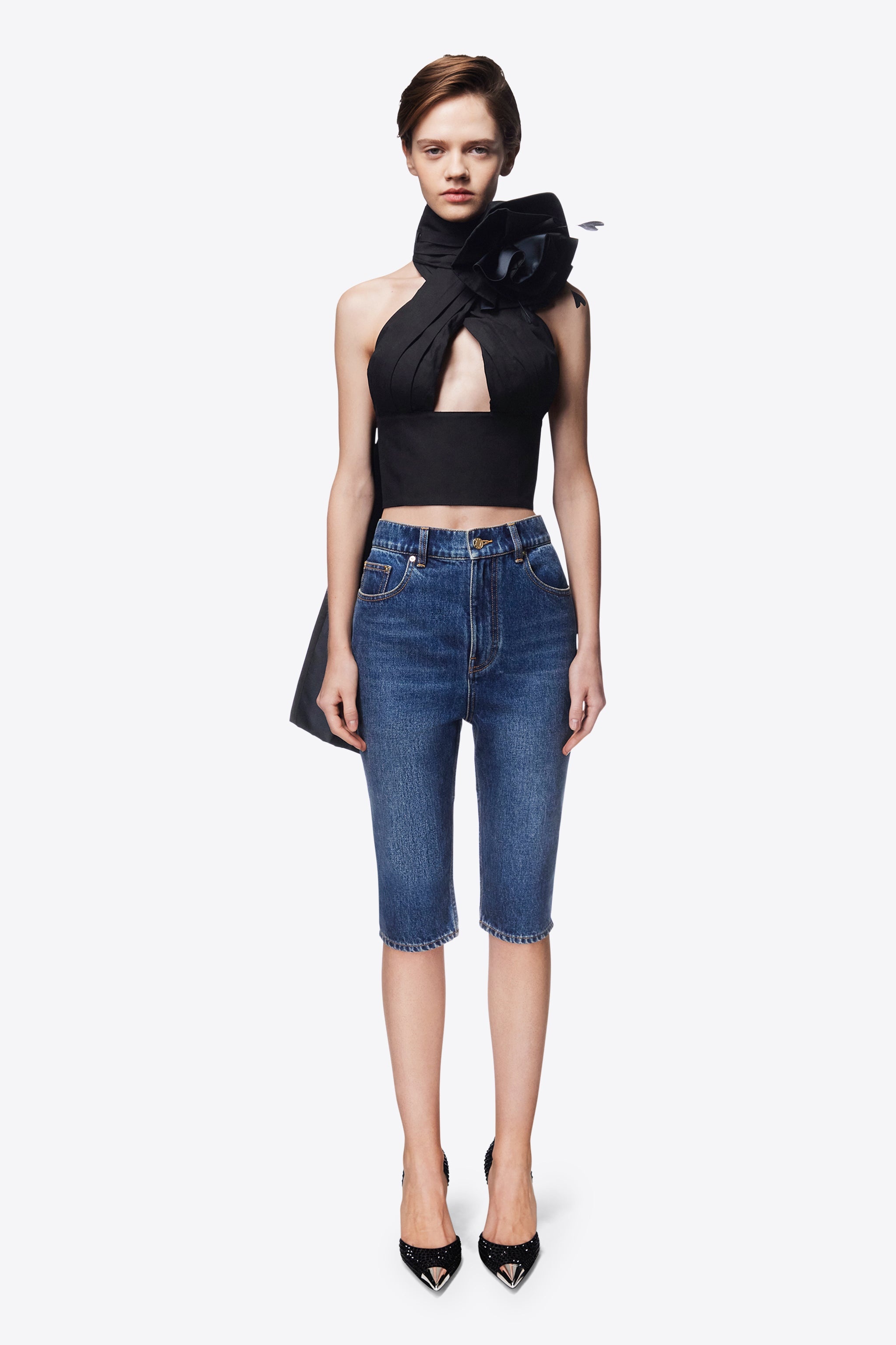 FLOWER CORSAGE HALTER TOP - 4