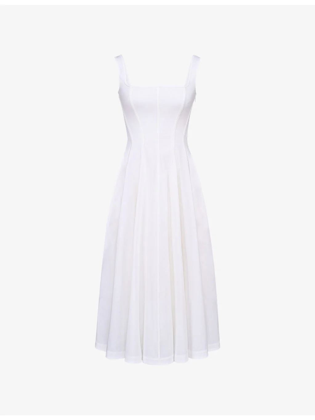 Mariabella Straight-Neck Sleeveless Stretch-Cotton Midi Dress - 1