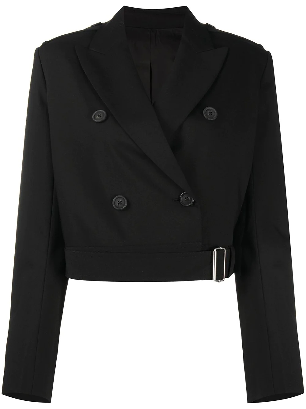 double-breasted cropped wool jacket - 1