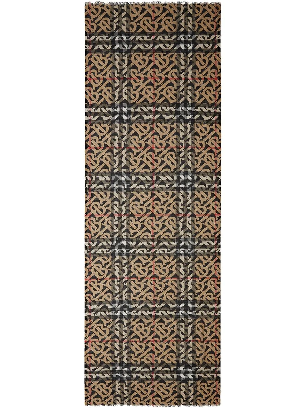 monogram-pattern check scarf - 4