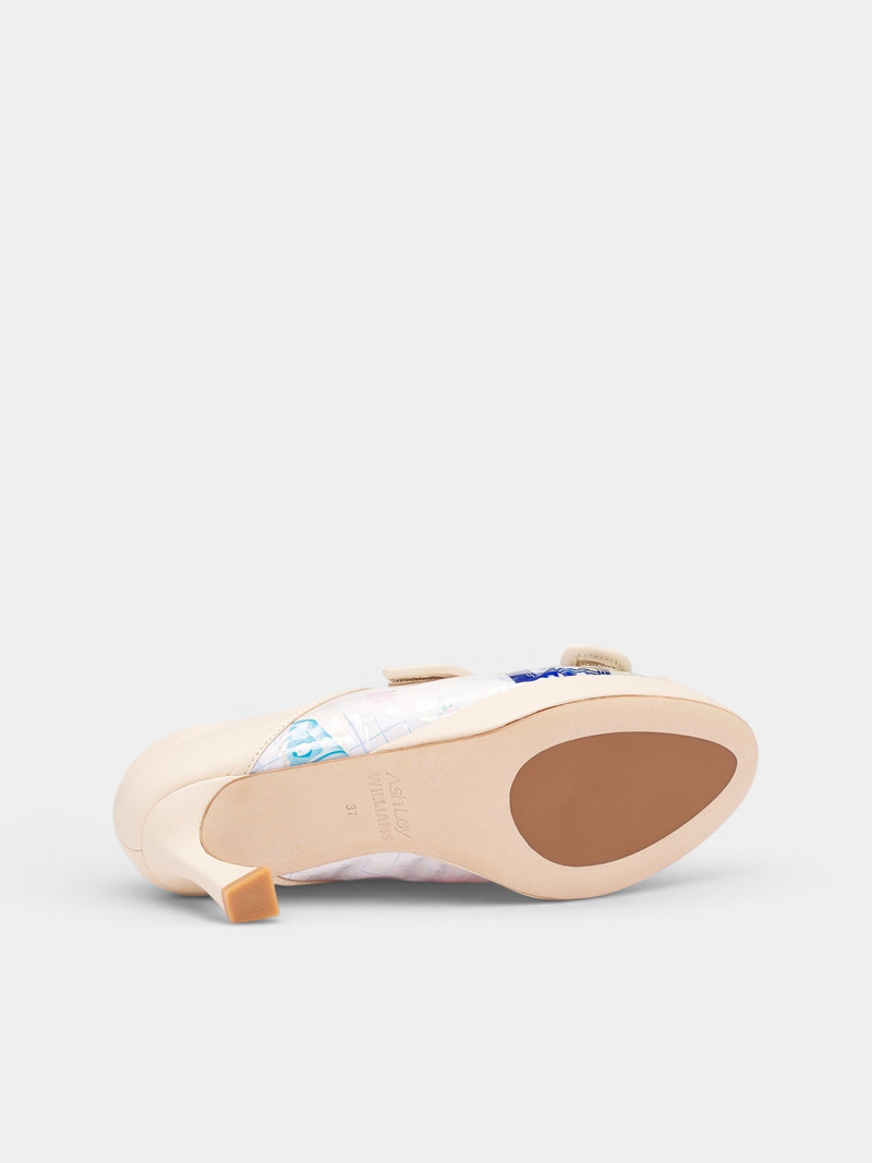 Trash Grid Velcro Kitten Heels 6