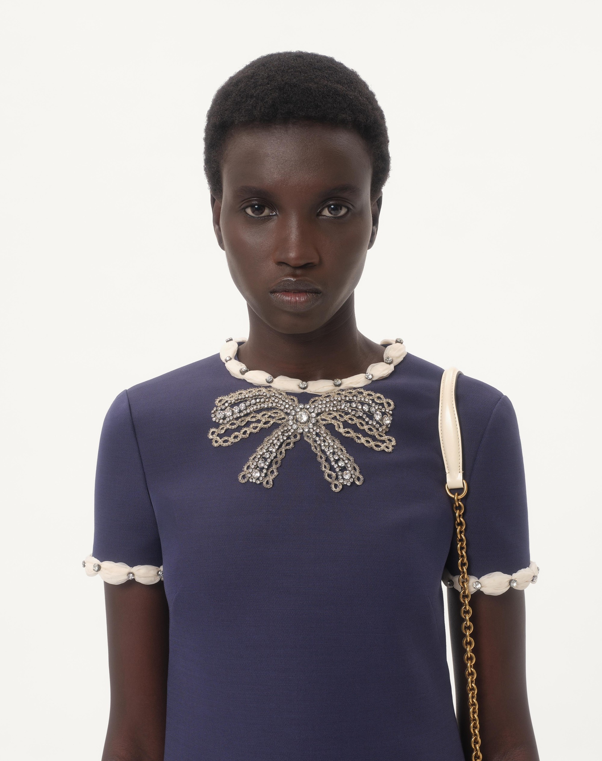 EMBROIDERED CREPE COUTURE SHORT DRESS - 4
