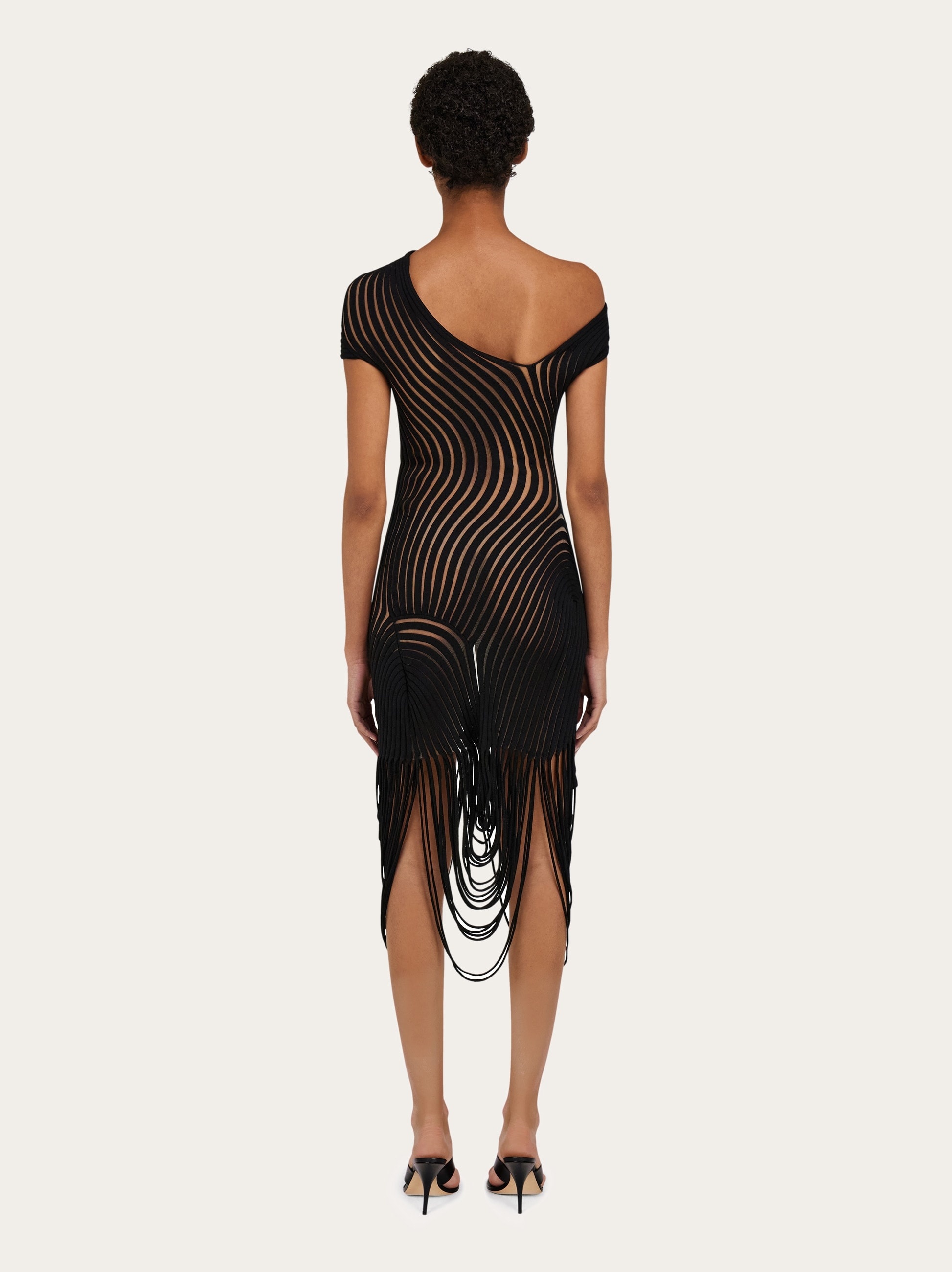 Midi dress with asymmetric drape - 4